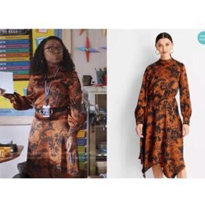 Future Collective Bronze & Black Long Sleeve Midi Dress Size Medium